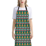 Christmas Gingerbread Man Pattern Print Bib Apron With Pocket