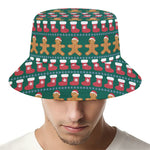Christmas Gingerbread Man Pattern Print Bucket Hat