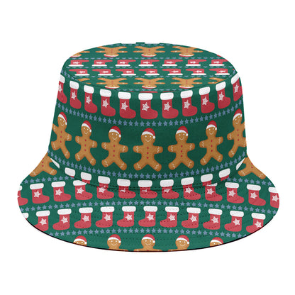 Christmas Gingerbread Man Pattern Print Bucket Hat
