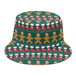Christmas Gingerbread Man Pattern Print Bucket Hat