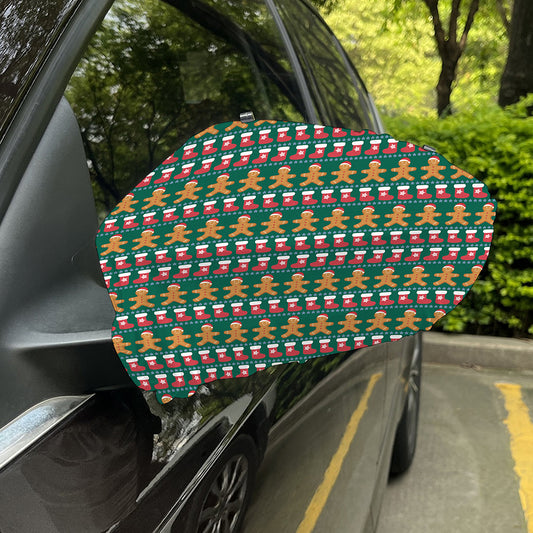 Christmas Gingerbread Man Pattern Print Car Side Mirror Covers