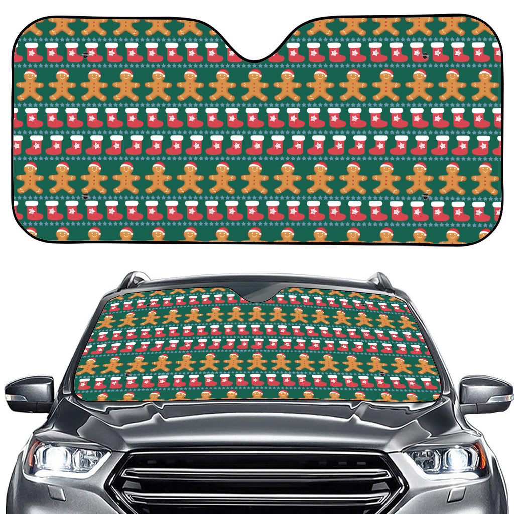 Christmas Gingerbread Man Pattern Print Car Windshield Sun Shade