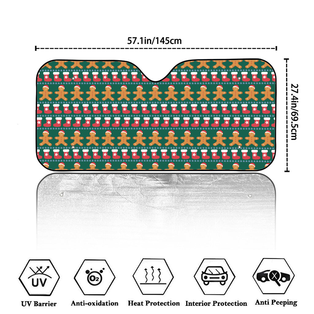 Christmas Gingerbread Man Pattern Print Car Windshield Sun Shade