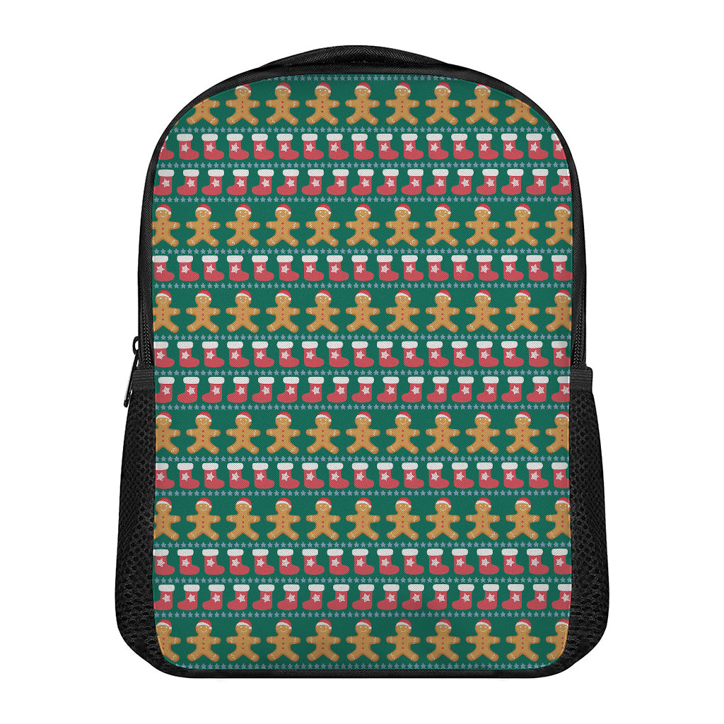 Christmas Gingerbread Man Pattern Print Casual Backpack