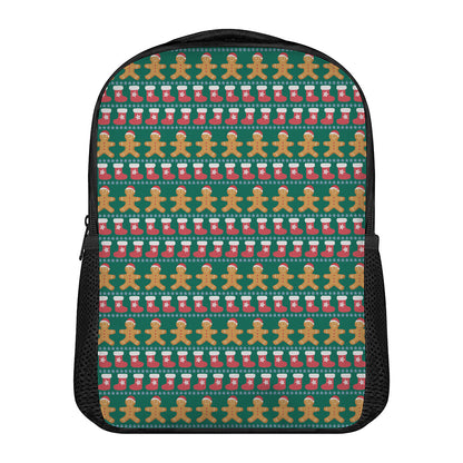 Christmas Gingerbread Man Pattern Print Casual Backpack