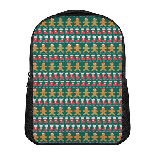Christmas Gingerbread Man Pattern Print Casual Backpack