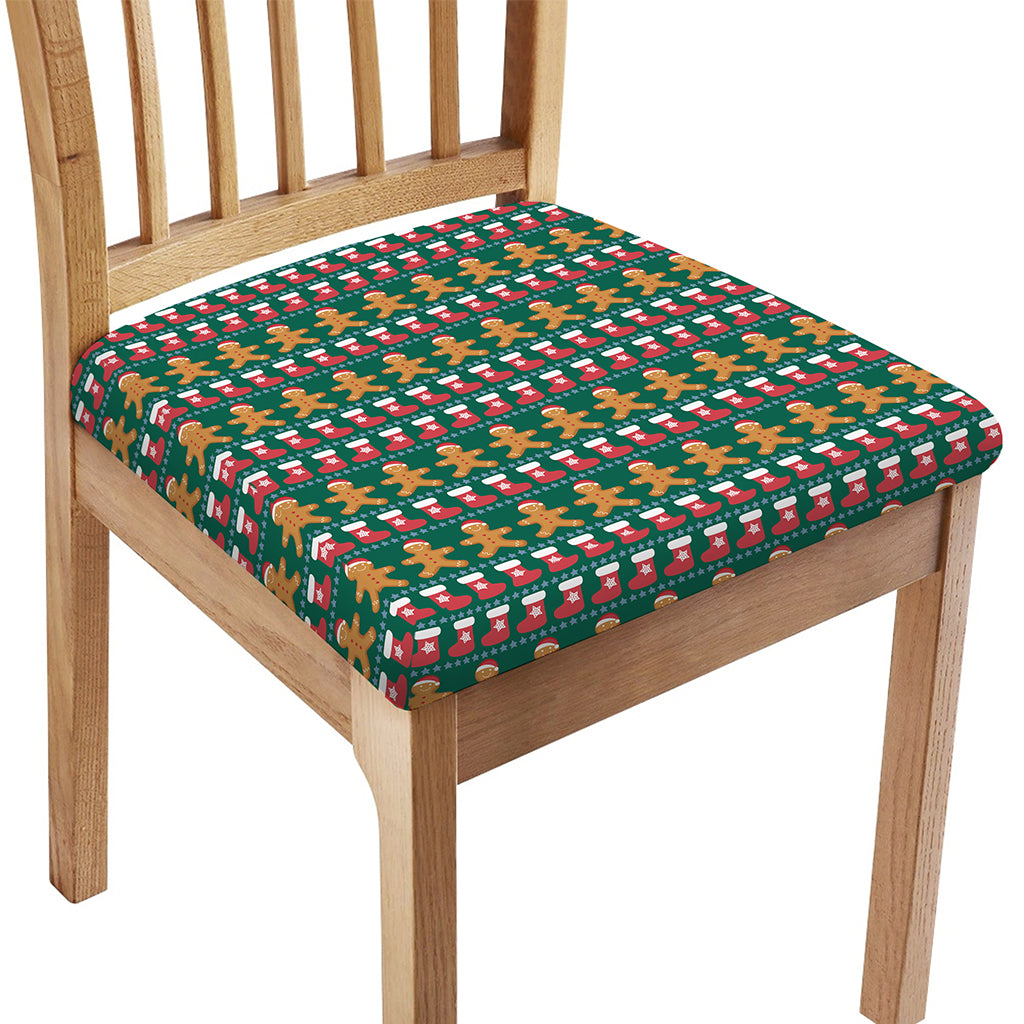Christmas Gingerbread Man Pattern Print Chair Cushion Cover