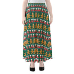 Christmas Gingerbread Man Pattern Print Chiffon Maxi Skirt