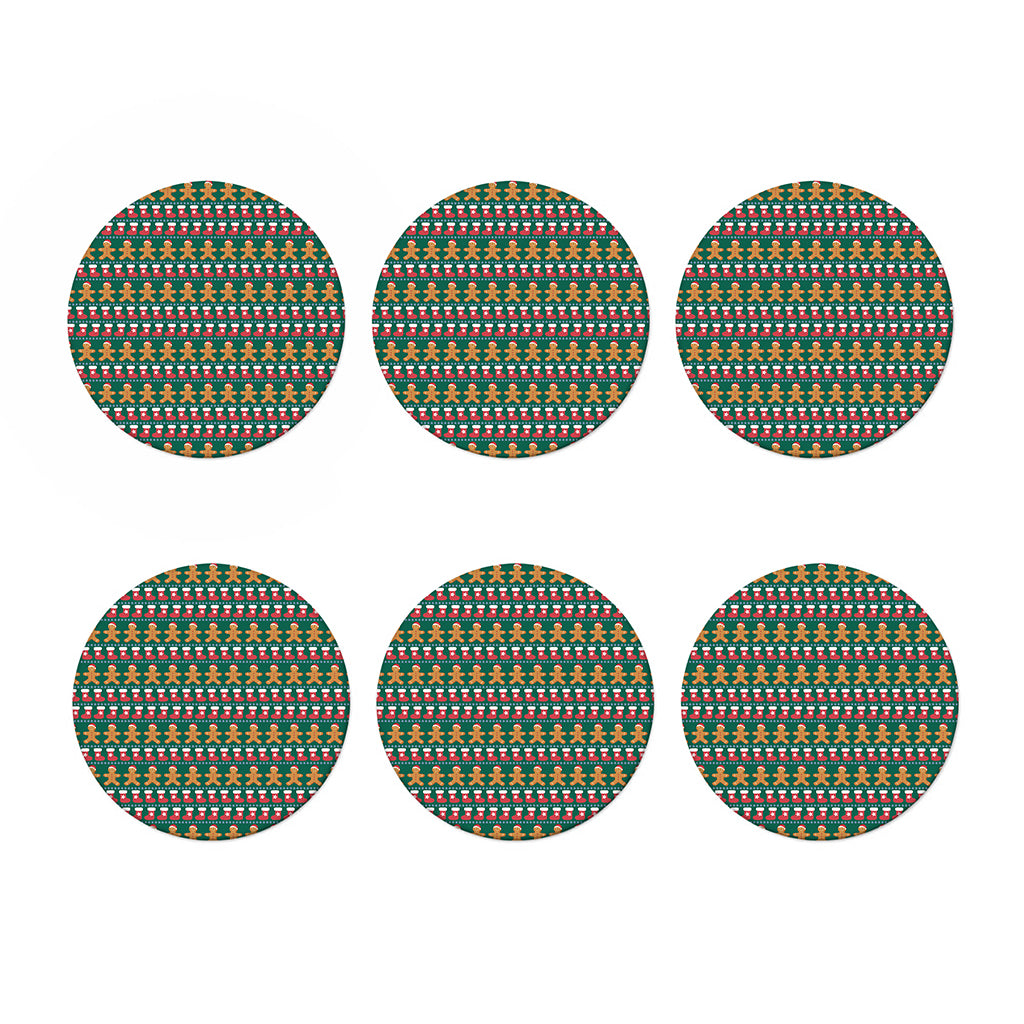 Christmas Gingerbread Man Pattern Print Coaster Set