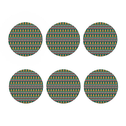 Christmas Gingerbread Man Pattern Print Coaster Set