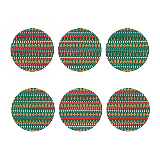 Christmas Gingerbread Man Pattern Print Coaster Set