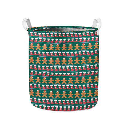 Christmas Gingerbread Man Pattern Print Collapsible Laundry Basket
