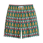Christmas Gingerbread Man Pattern Print Cotton Shorts