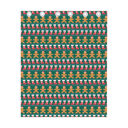 Christmas Gingerbread Man Pattern Print Curtain