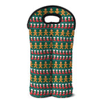Christmas Gingerbread Man Pattern Print Double Neoprene Wine Tote
