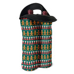 Christmas Gingerbread Man Pattern Print Double Neoprene Wine Tote