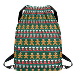 Christmas Gingerbread Man Pattern Print Drawstring Backpack