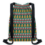 Christmas Gingerbread Man Pattern Print Drawstring Backpack