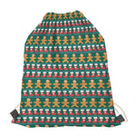 Christmas Gingerbread Man Pattern Print Drawstring Bag
