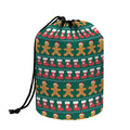 Christmas Gingerbread Man Pattern Print Drawstring Makeup Bag