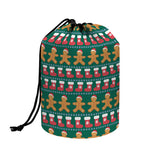 Christmas Gingerbread Man Pattern Print Drawstring Makeup Bag