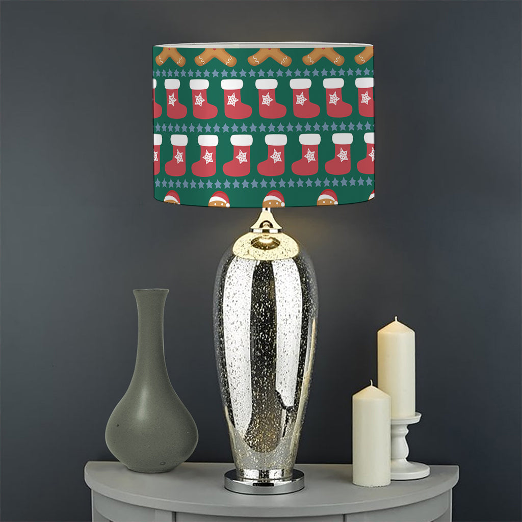 Christmas Gingerbread Man Pattern Print Drum Lamp Shade