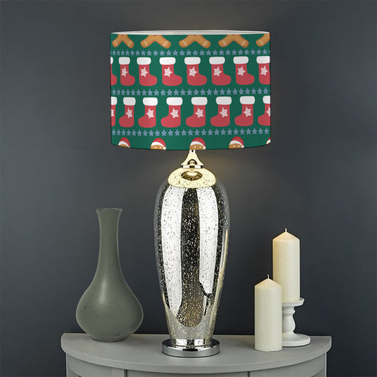 Christmas Gingerbread Man Pattern Print Drum Lamp Shade