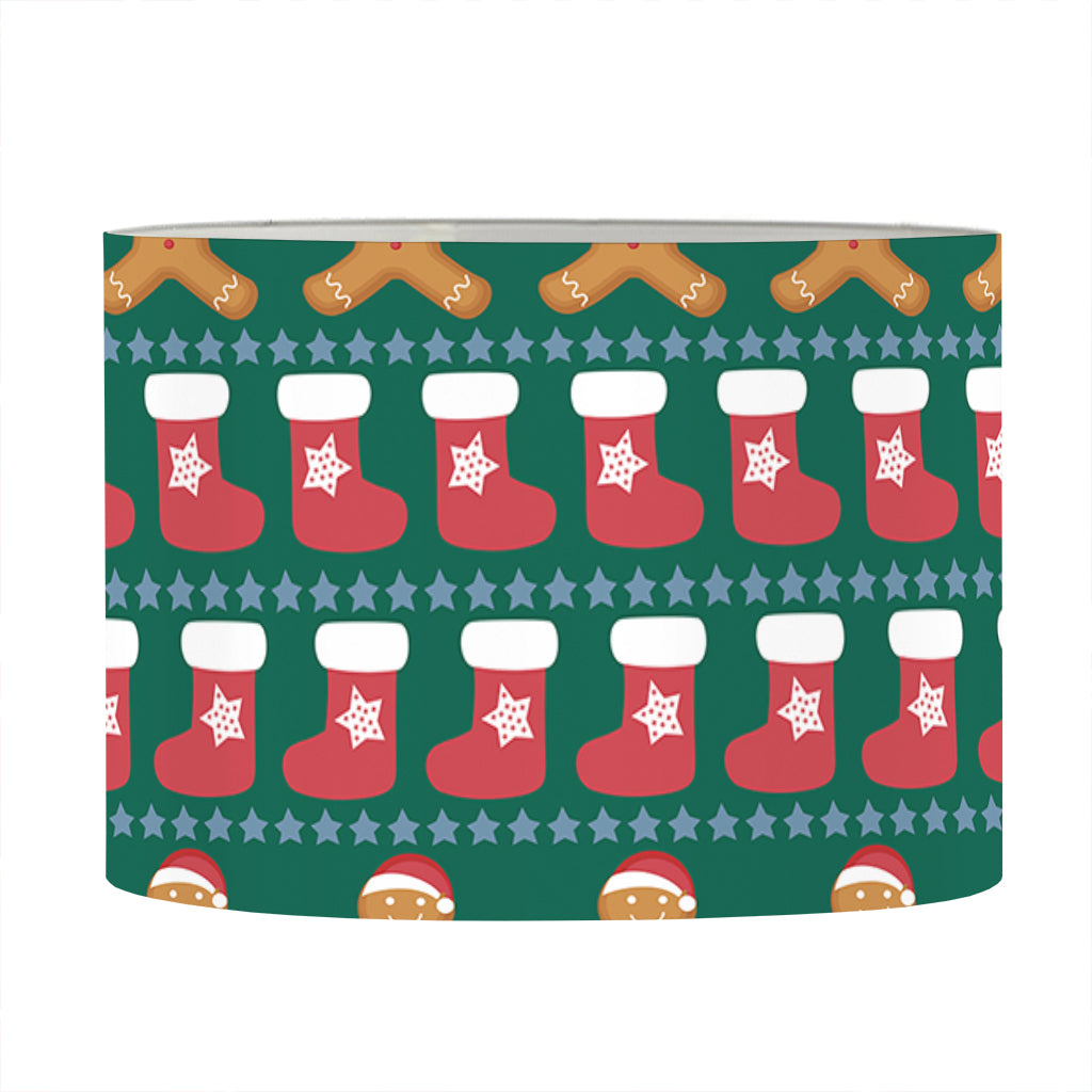 Christmas Gingerbread Man Pattern Print Drum Lamp Shade