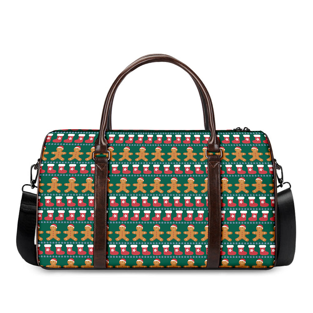 Christmas Gingerbread Man Pattern Print Duffle Bag
