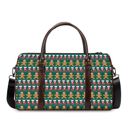 Christmas Gingerbread Man Pattern Print Duffle Bag