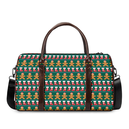 Christmas Gingerbread Man Pattern Print Duffle Bag