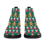 Christmas Gingerbread Man Pattern Print Flat Ankle Boots