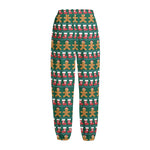 Christmas Gingerbread Man Pattern Print Fleece Lined Knit Pants