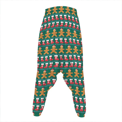 Christmas Gingerbread Man Pattern Print Hammer Pants