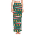 Christmas Gingerbread Man Pattern Print High Slit Maxi Skirt