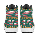 Christmas Gingerbread Man Pattern Print High Top Leather Sneakers