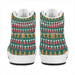 Christmas Gingerbread Man Pattern Print High Top Leather Sneakers