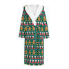 Christmas Gingerbread Man Pattern Print Hooded Bathrobe