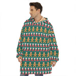 Christmas Gingerbread Man Pattern Print Hoodie Blanket