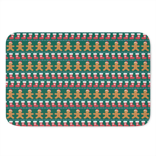 Christmas Gingerbread Man Pattern Print Indoor Door Mat