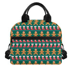 Christmas Gingerbread Man Pattern Print Insulated Lunch Bag