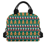 Christmas Gingerbread Man Pattern Print Insulated Lunch Bag