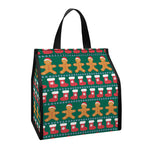 Christmas Gingerbread Man Pattern Print Insulated Lunch Tote