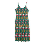 Christmas Gingerbread Man Pattern Print Jersey Midi Cami Dress
