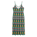 Christmas Gingerbread Man Pattern Print Jersey Midi Cami Dress