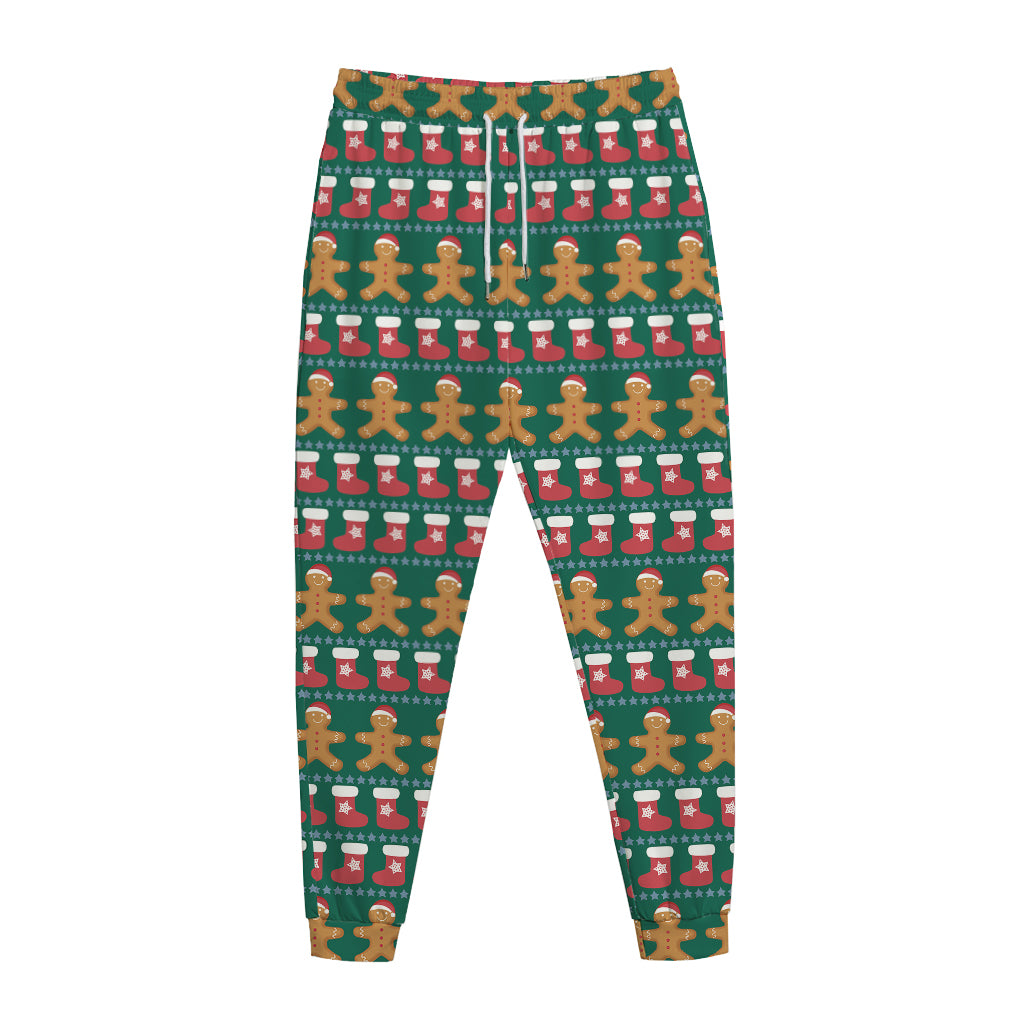 Christmas Gingerbread Man Pattern Print Jogger Pants