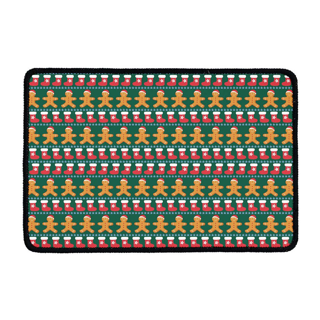 Christmas Gingerbread Man Pattern Print Kitchen Mat