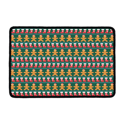 Christmas Gingerbread Man Pattern Print Kitchen Mat
