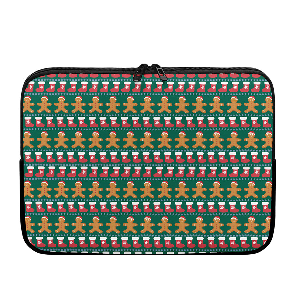 Christmas Gingerbread Man Pattern Print Laptop Sleeve