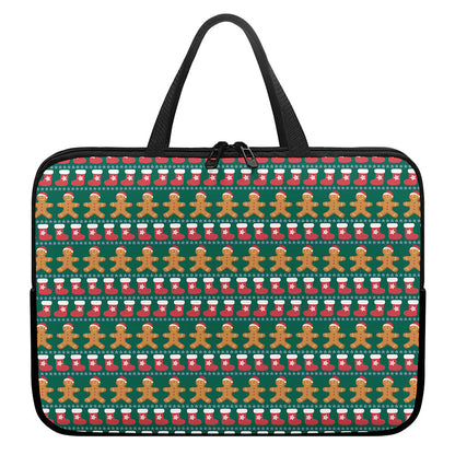 Christmas Gingerbread Man Pattern Print Laptop Sleeve With Handle
